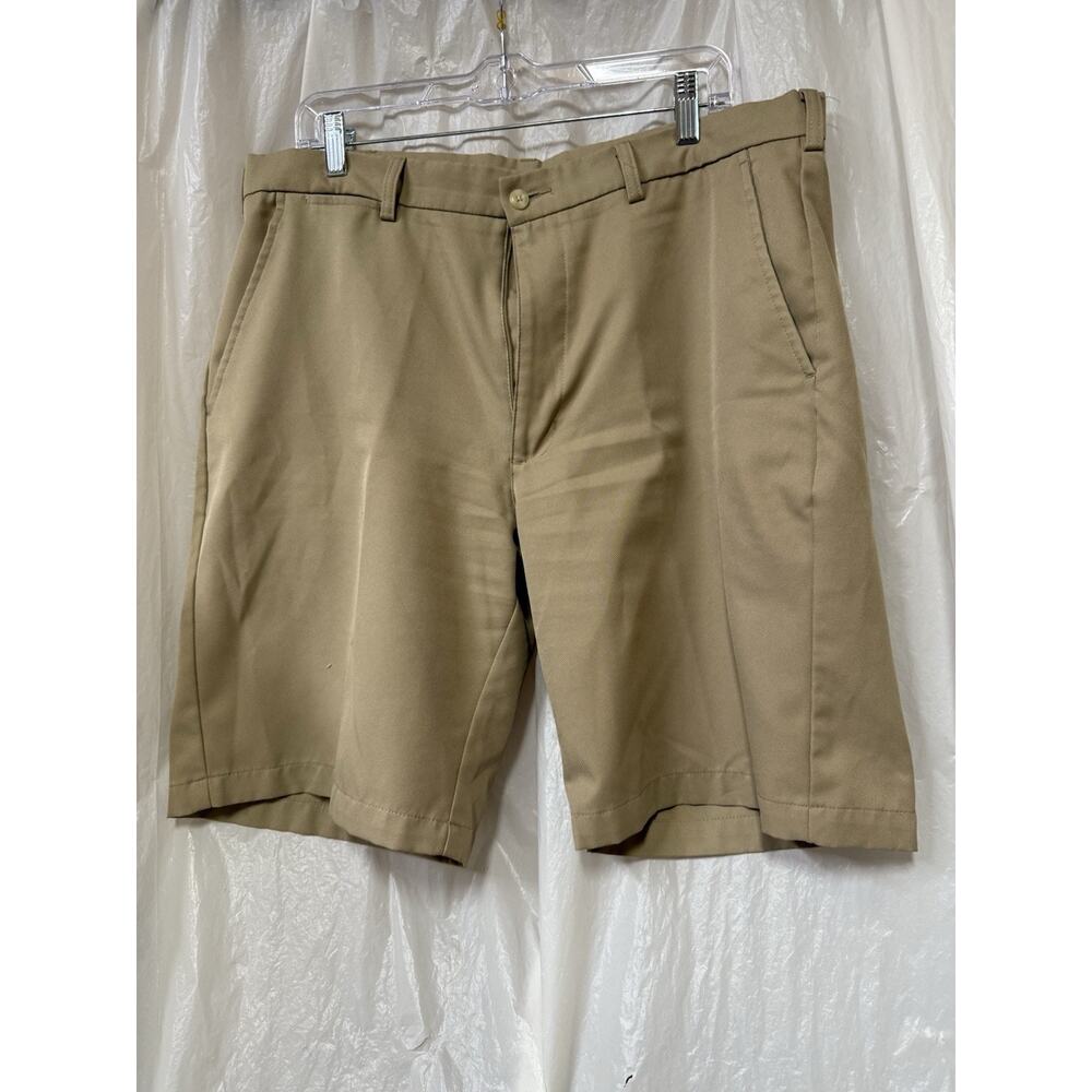 Ben Hogan Men's Golf Shorts Tan Flat Front Size 36 Performance Stretch